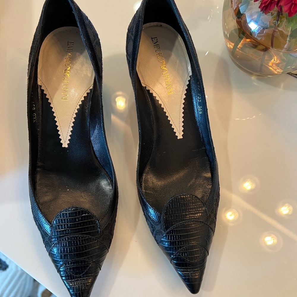 Emporio Armani Black Pointed-Toe Women's Shoes